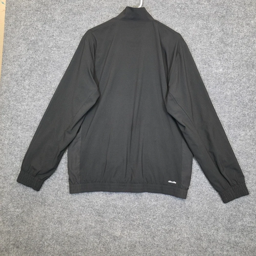 Adidas Track Jacket Mens Large Black Climalite Full Zip Striped Athletic